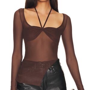 Superdown revolve  Brown Sheer Women's Top